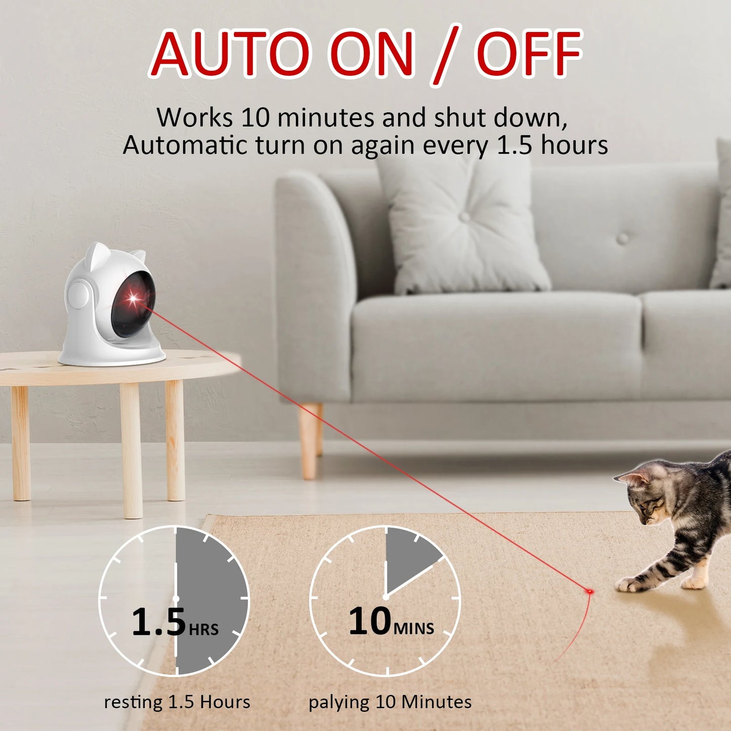 Automatic Cat Laser Toy – Rechargeable & Motion-Activated