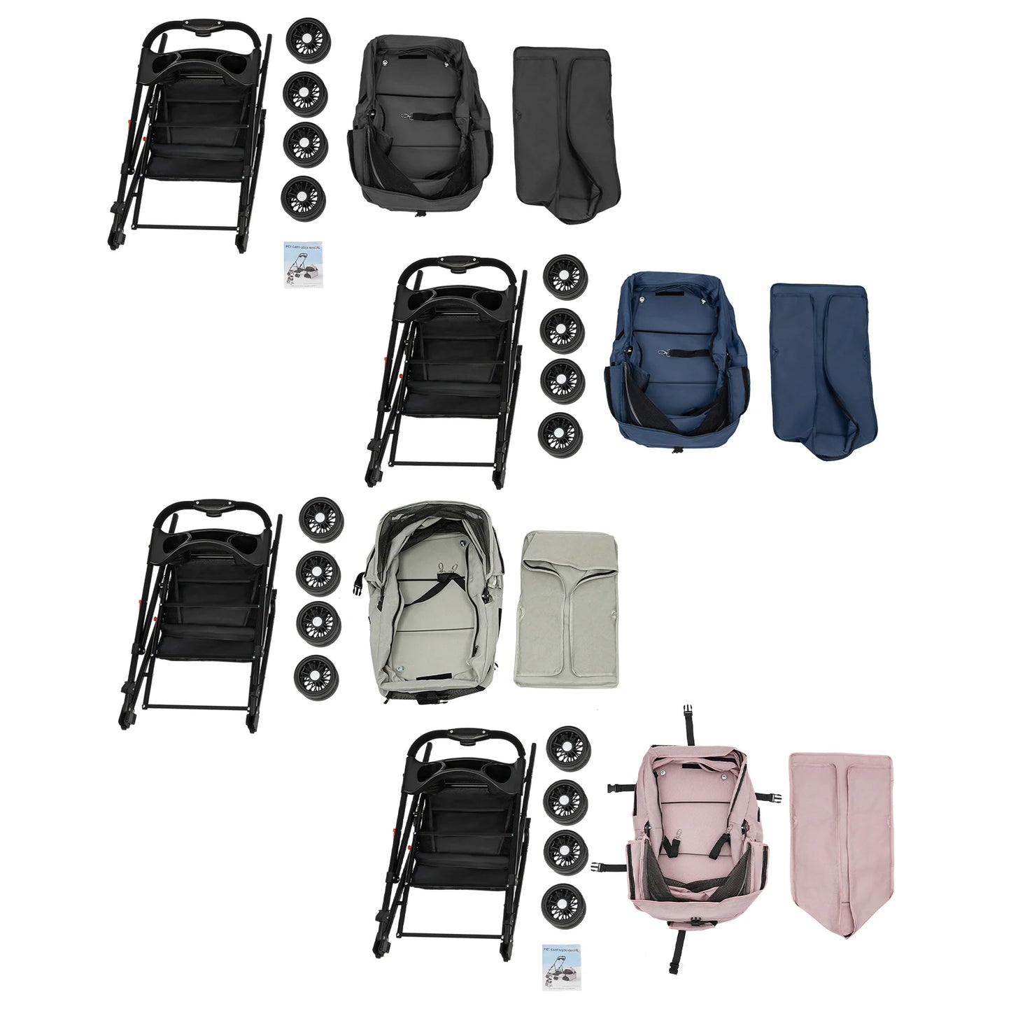 Foldable Cat & Dog Stroller – Detachable Basket Carrier, Easy Assembly, Shock Absorption, and Folding Lock
