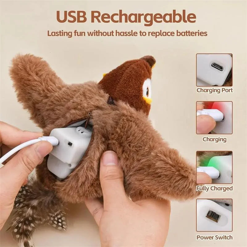Interactive Flapping & Chirping Bird Toy – Electric Cat Toy with Catnip
