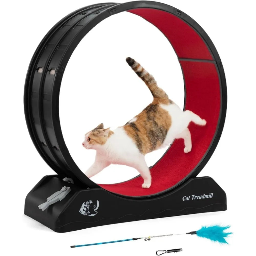 Cat Exercise Wheel – Treadmill with Locking Mechanism & Carpeted Runway