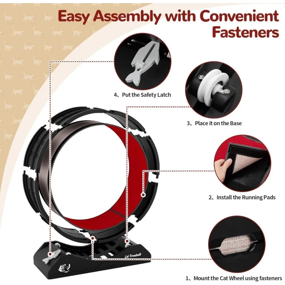 Cat Exercise Wheel – Treadmill with Locking Mechanism & Carpeted Runway