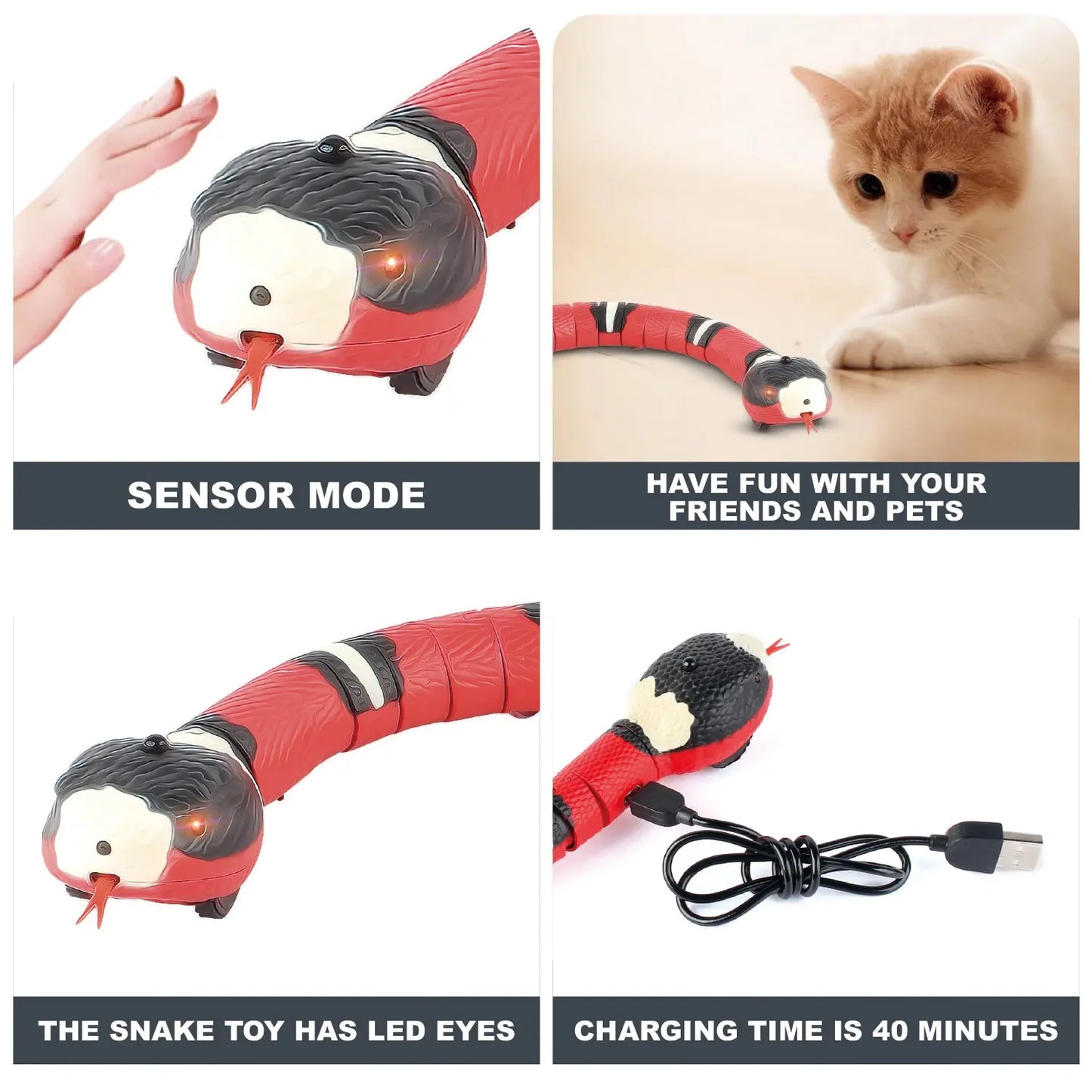 Smart Sensing Cat Teaser – Interactive Automatic Electronic Snake Toy