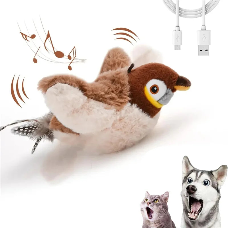 Interactive Flapping & Chirping Bird Toy – Electric Cat Toy with Catnip