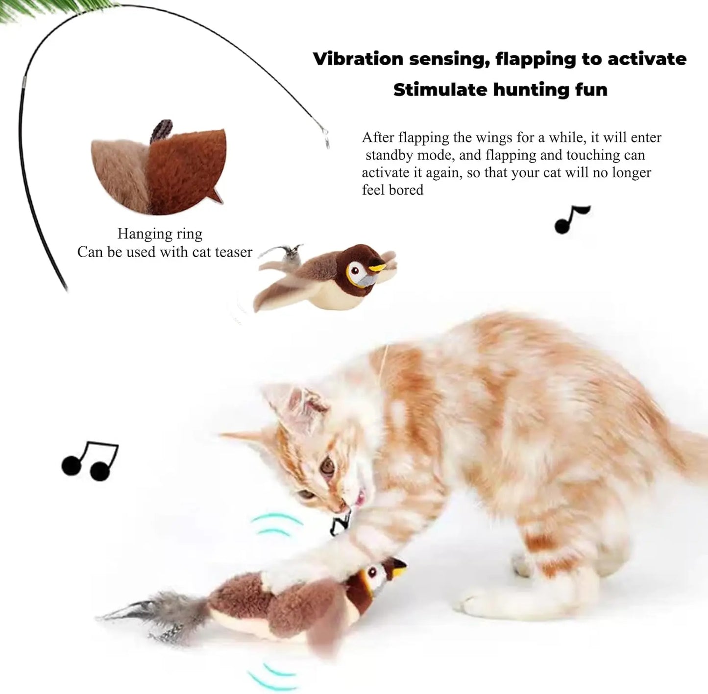 Interactive Flapping & Chirping Bird Toy – Electric Cat Toy with Catnip