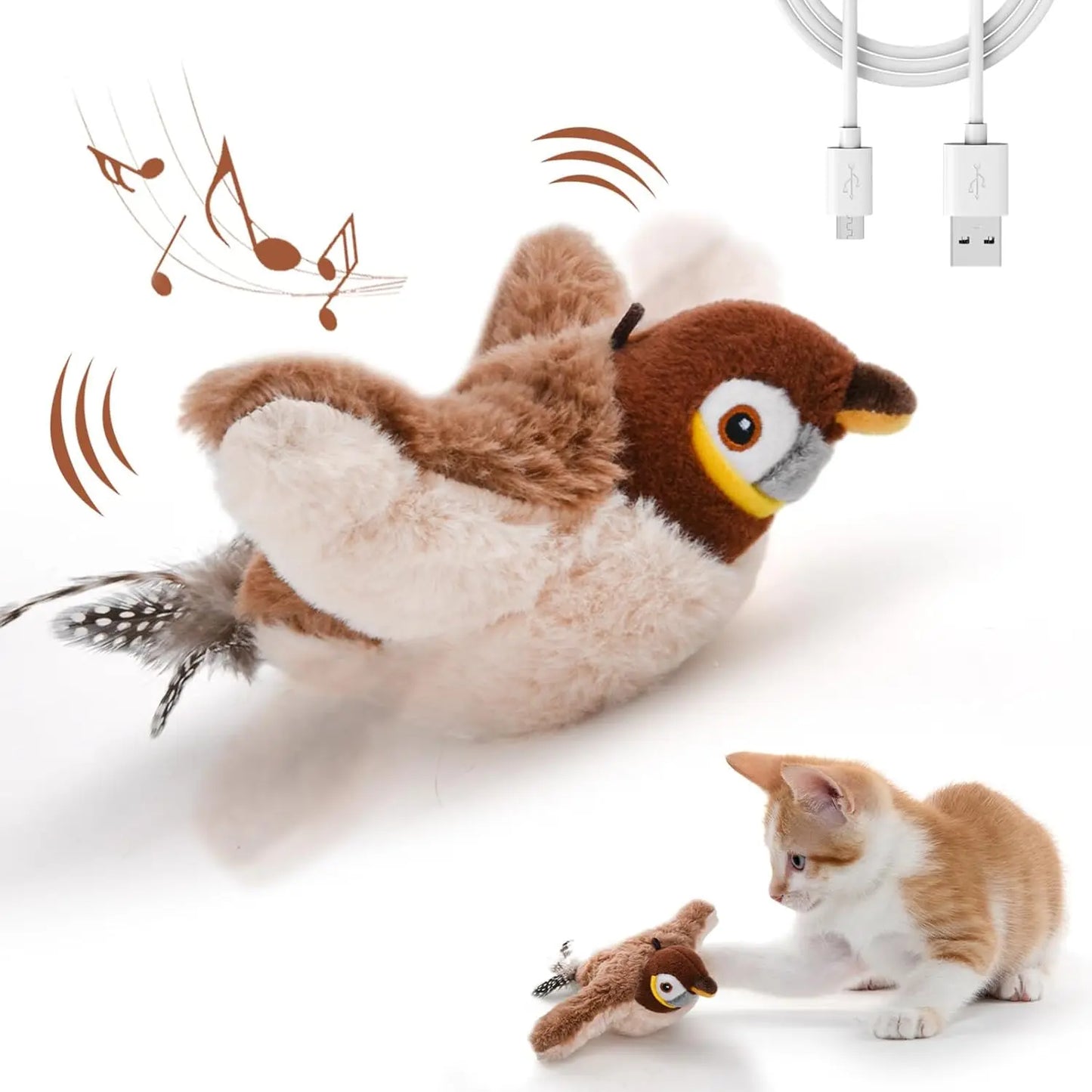 Interactive Flapping & Chirping Bird Toy – Electric Cat Toy with Catnip