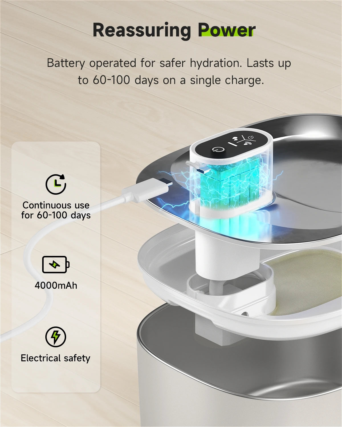 APETDOLA 4L Wireless Pet Water Fountain – Smart Sensor, Hassle-Free Hydration