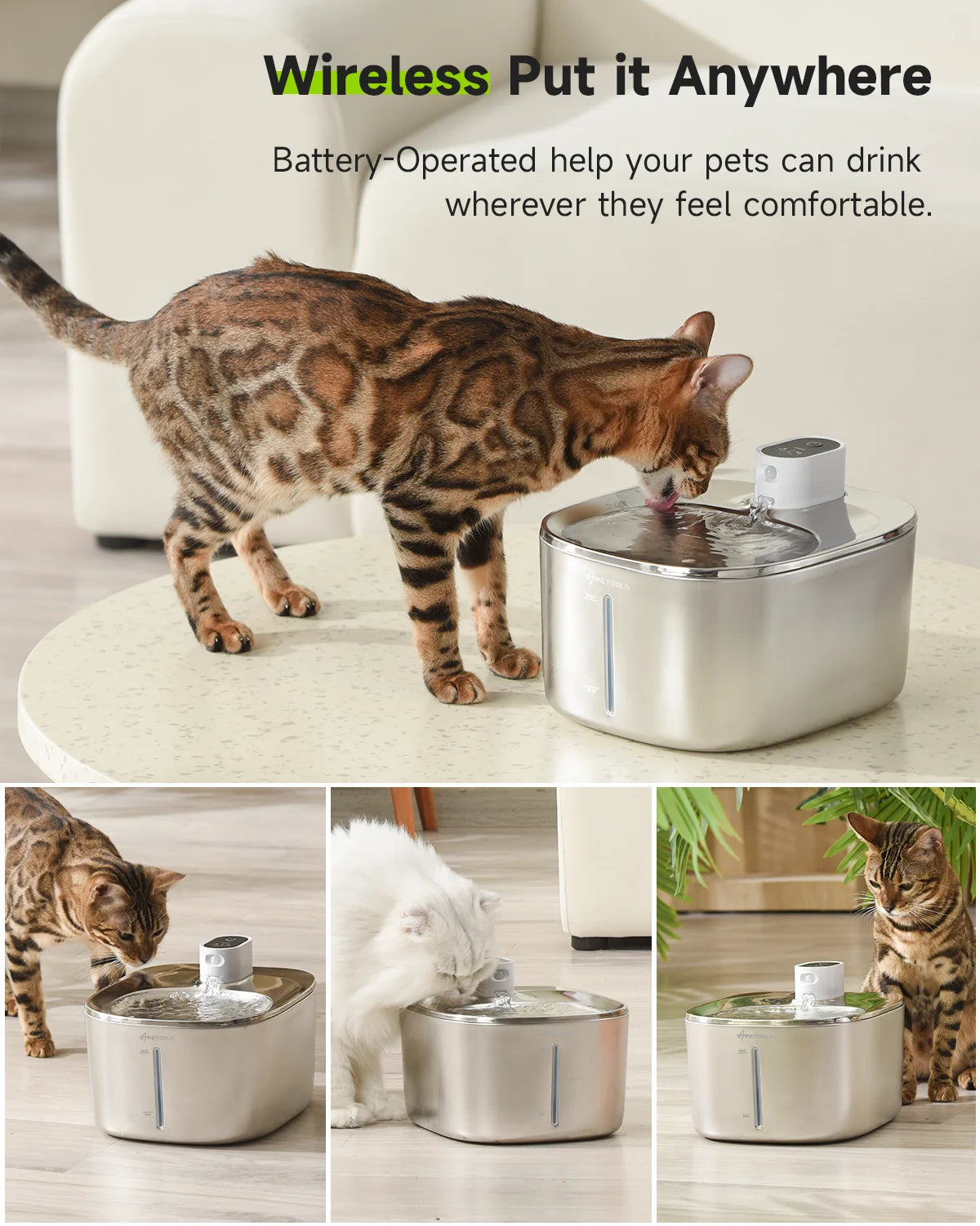 APETDOLA 4L Wireless Pet Water Fountain – Smart Sensor, Hassle-Free Hydration