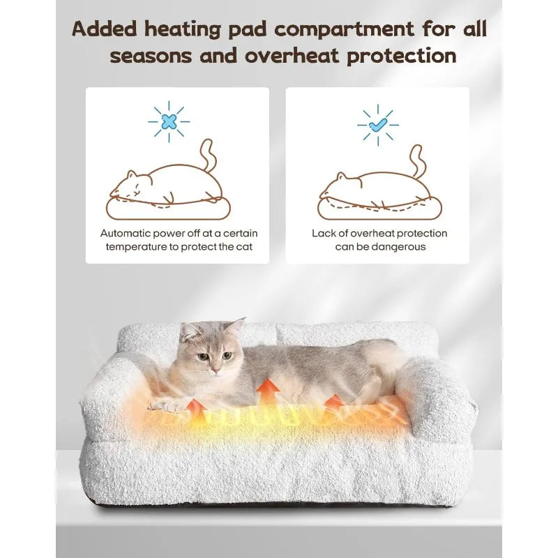 Heated Cat Couch Bed – Orthopedic Indoor Warming Furniture for Cats