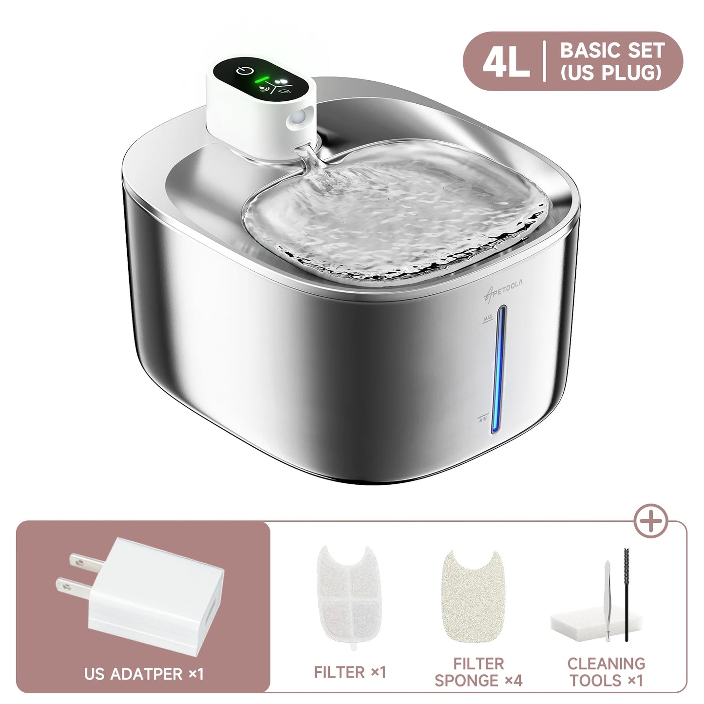 APETDOLA 4L Wireless Pet Water Fountain – Smart Sensor, Hassle-Free Hydration