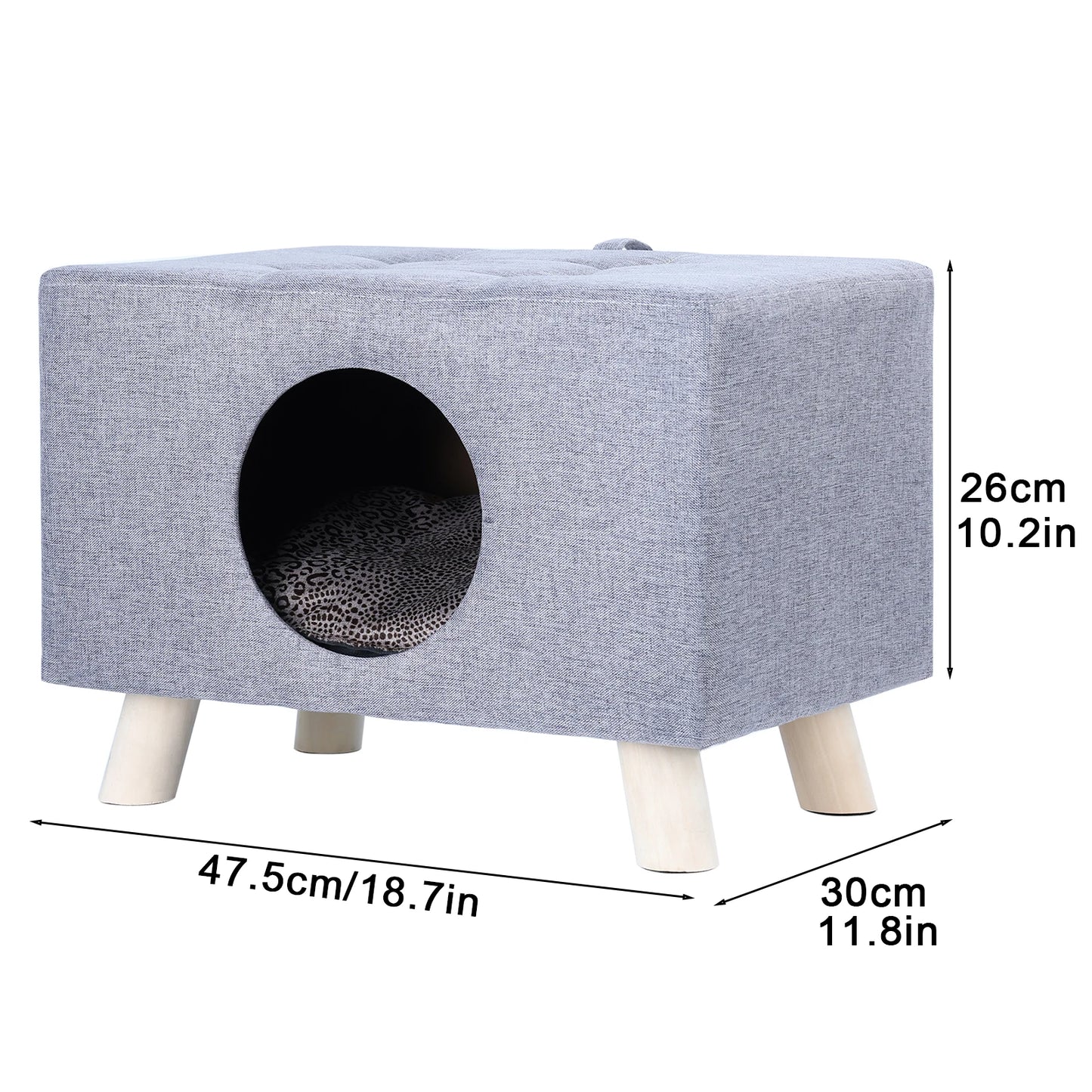 Wooden Cat Nest & Pet House Bench – Cozy Cube House