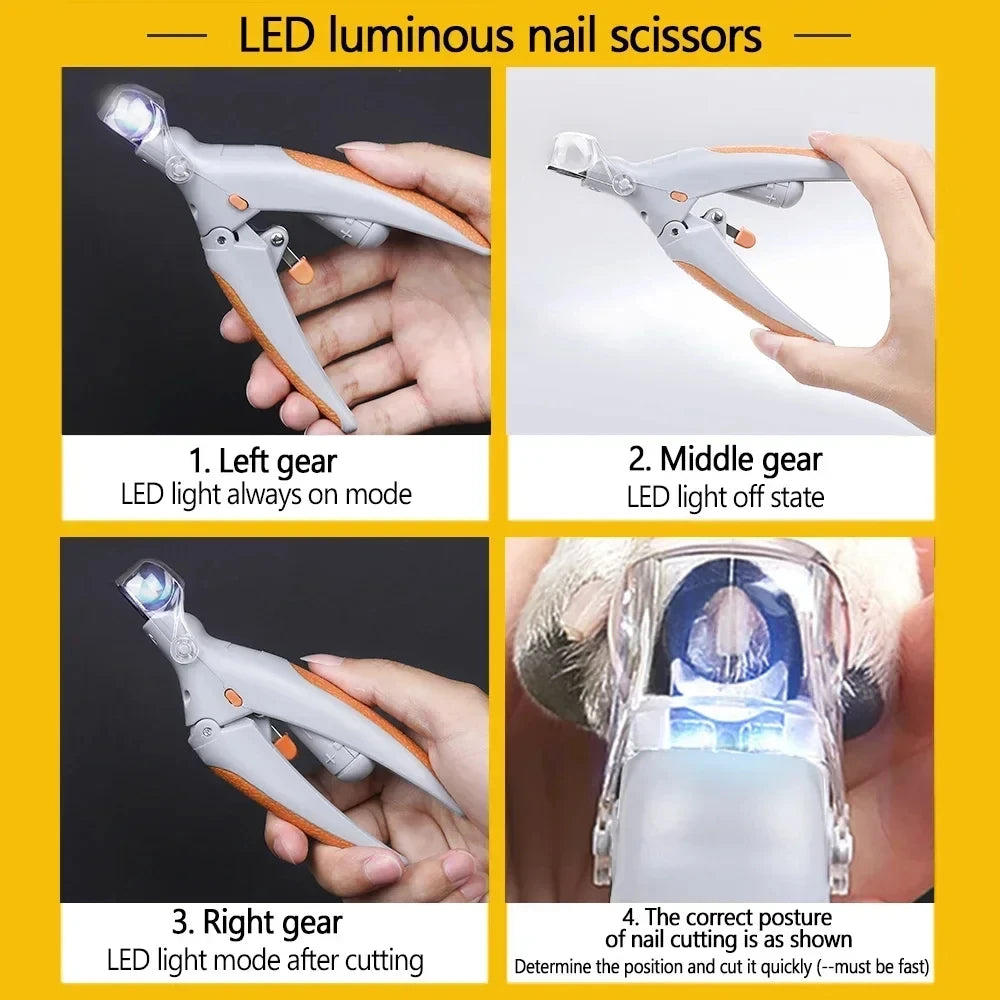 Professional Pet Nail Clipper Scissors with LED Light – Cat & Dog Nail Clippers Tool