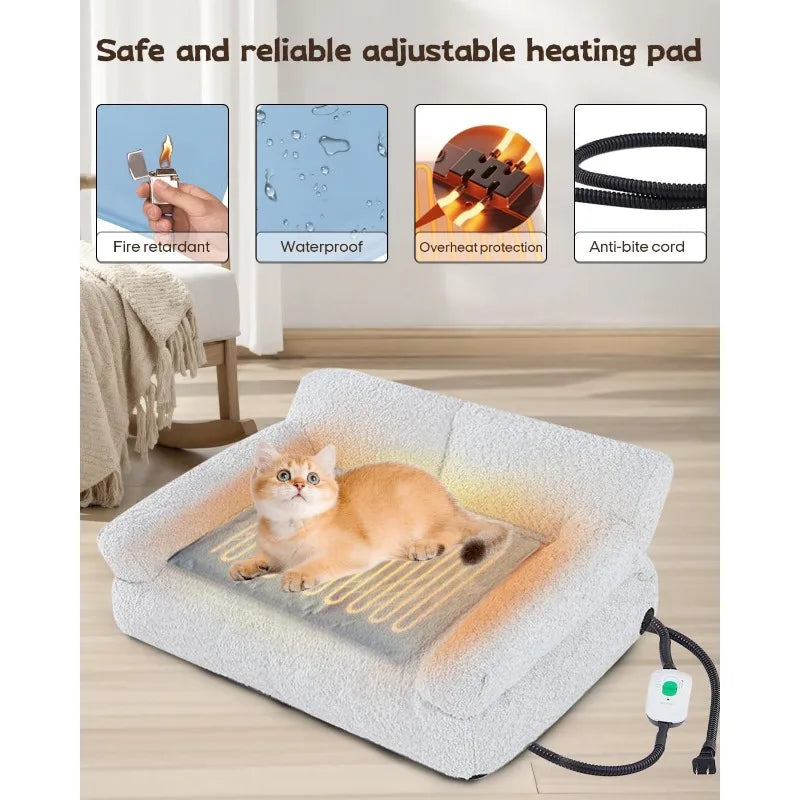 Heated Cat Couch Bed – Orthopedic Indoor Warming Furniture for Cats
