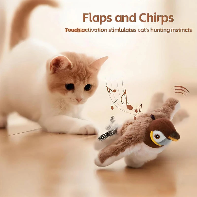 Interactive Flapping & Chirping Bird Toy – Electric Cat Toy with Catnip